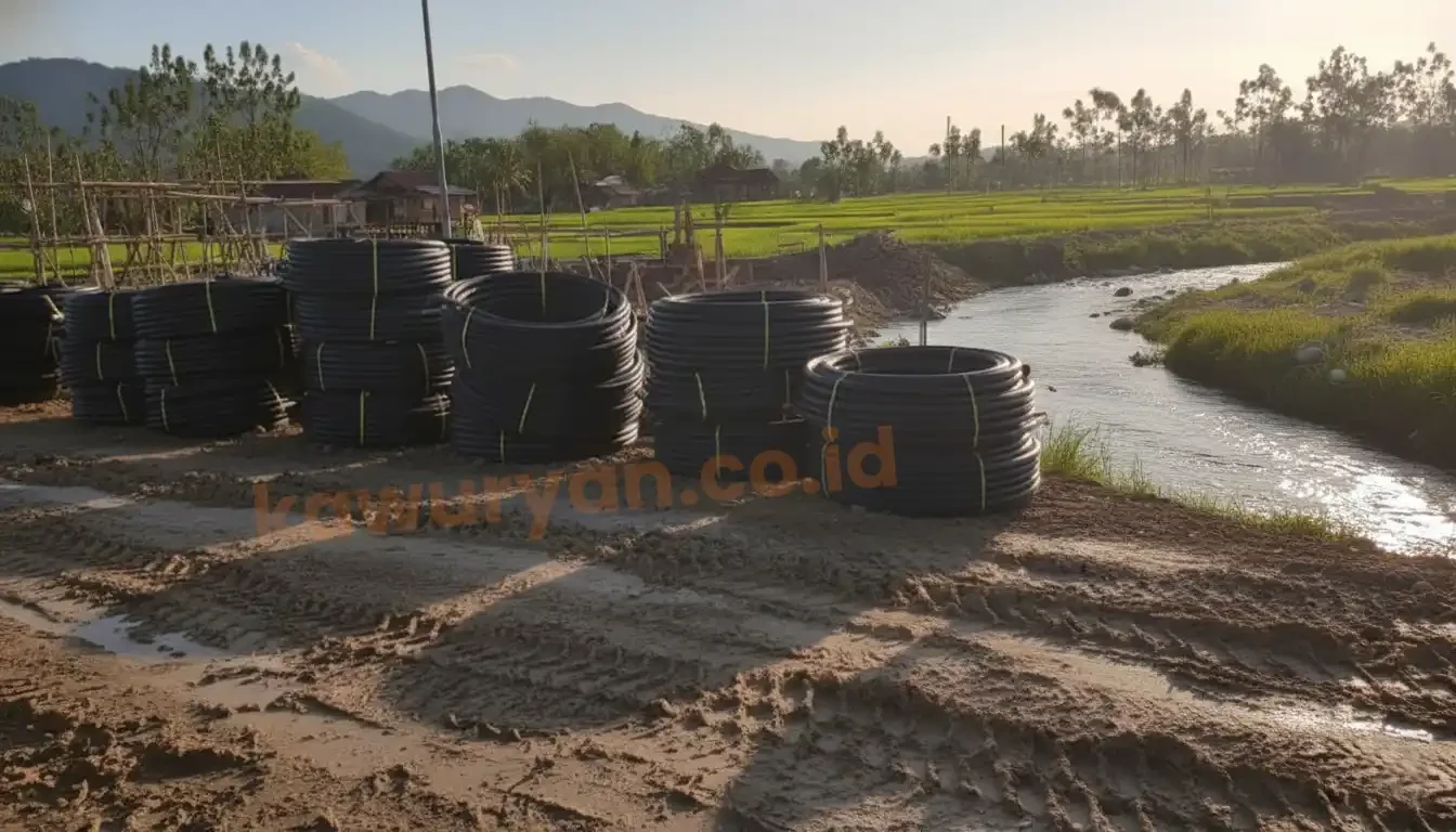PIPA HDPE VINILON ROLL 200meter Proyek Kalimantan