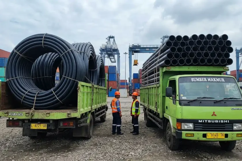 perbandingan pipa hdpe 4inch batang 6meter dan roll 50 meter